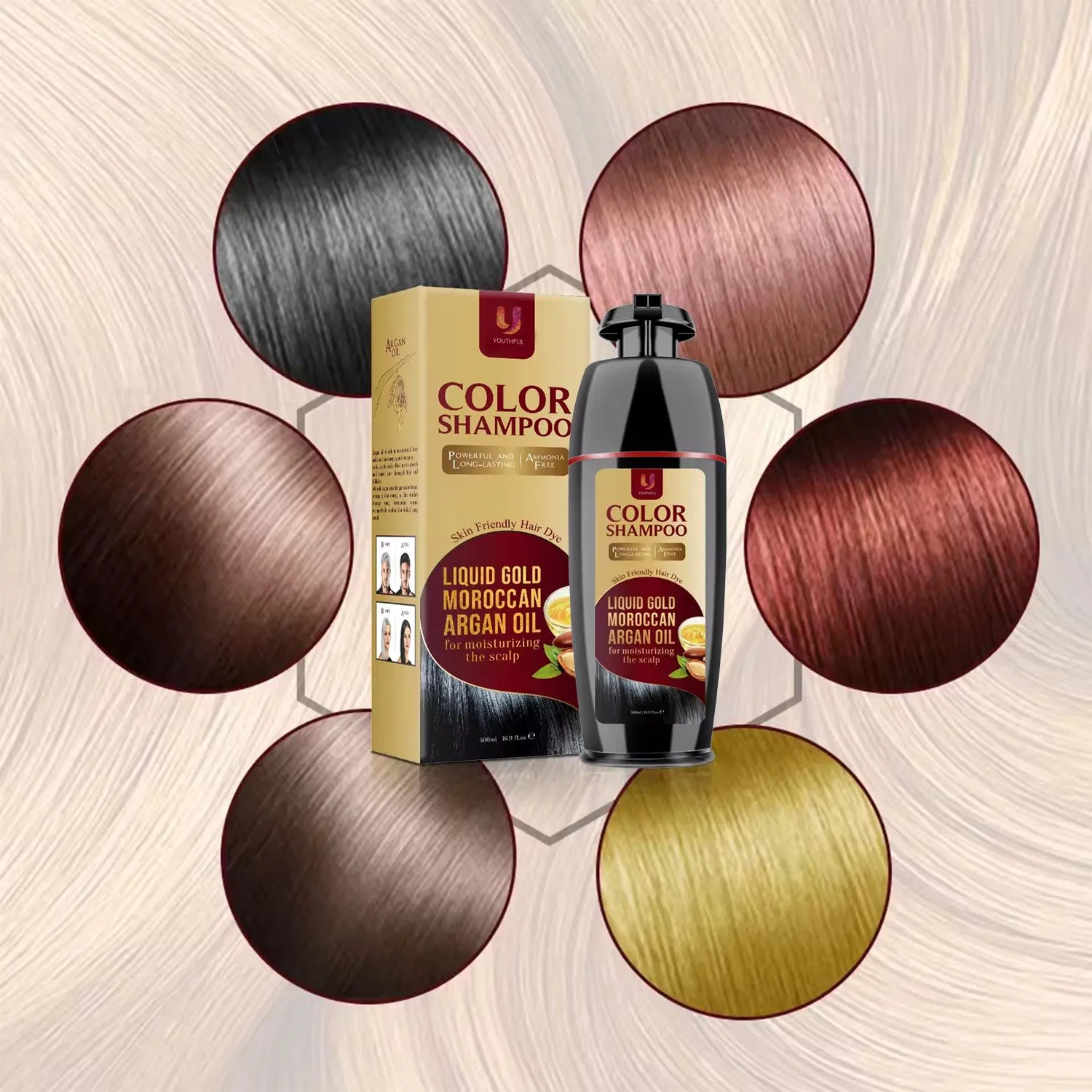Hot Selling 6 Coloring Dye Permanent Herbal Fast Black Hair Shampoo