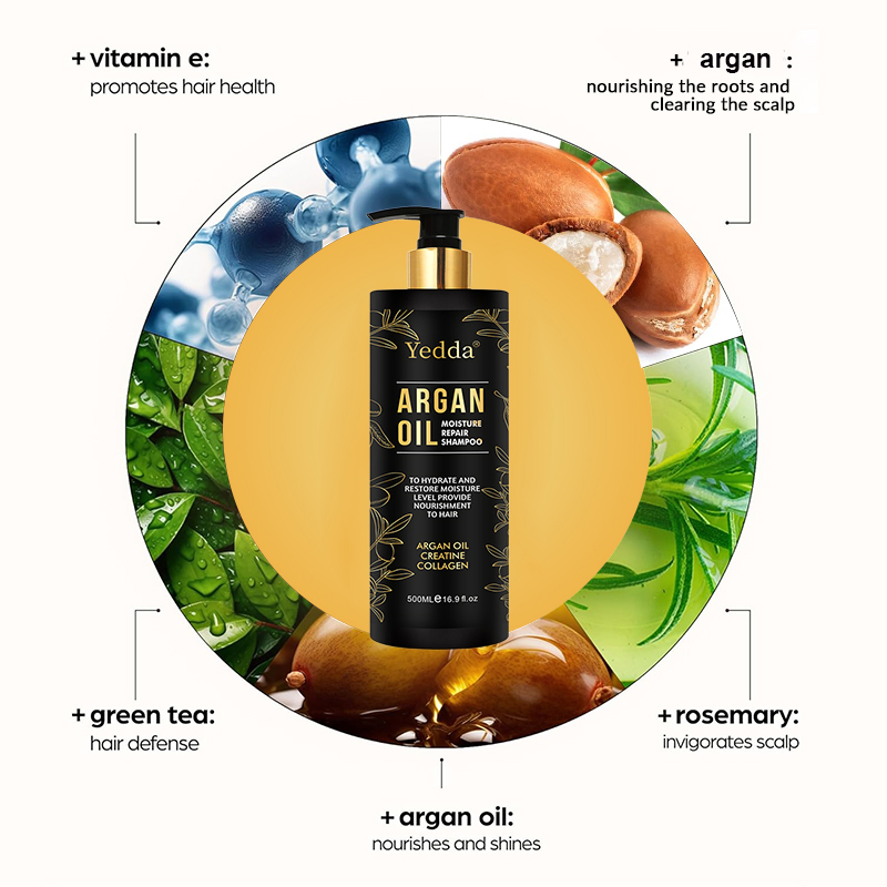 Professional Organic Argan Oil Shampoo for Adults Private Label for Curly Hair Herbal Moisturizing Anti-Dandruff Loss Relief