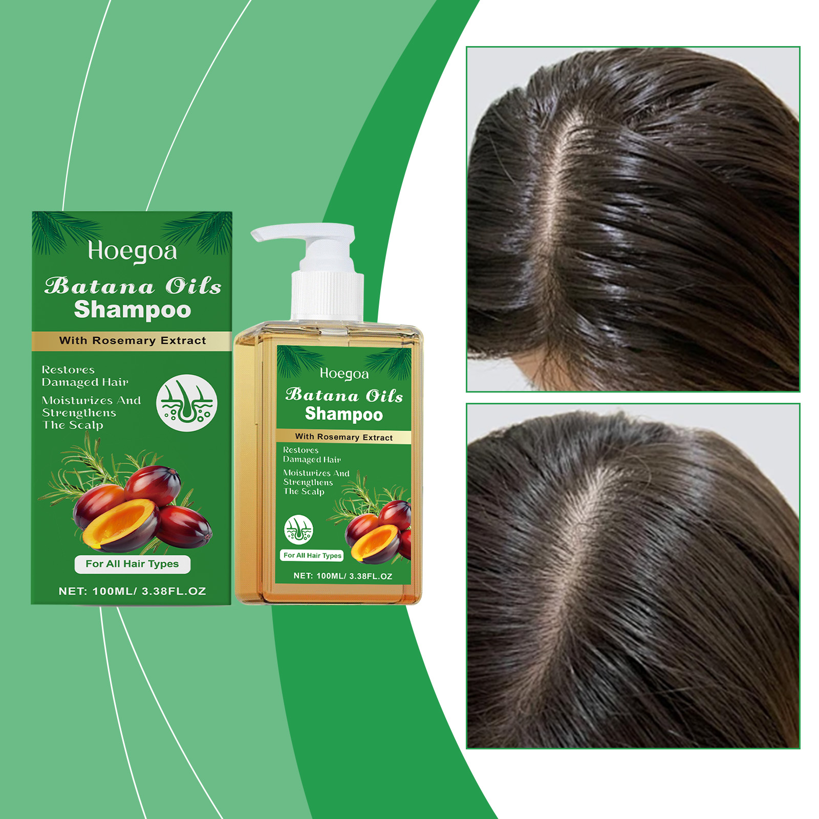 Batana Herbal Oil &amp; Rosemary Shampoo for Damaged Hair-Moisturizes Scalp Strengthens Roots Prevents Hair Loss