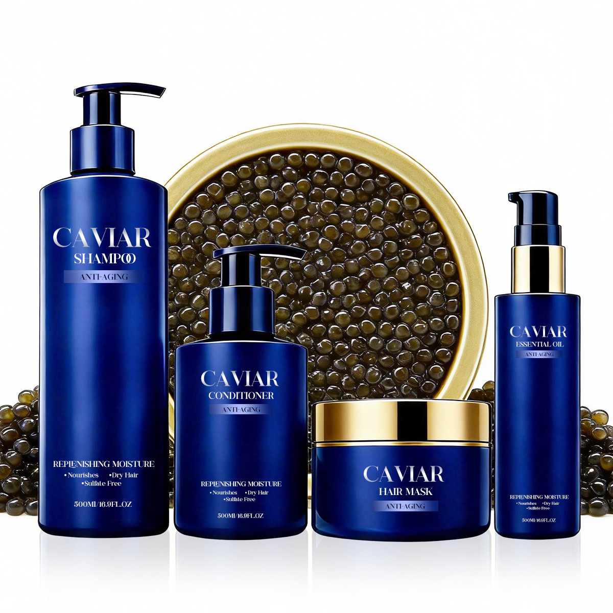 Kooswalla Caviar Hair Care Set Shampoo Keratin Treatment And Mask Deep Repair Salon Professional OEM