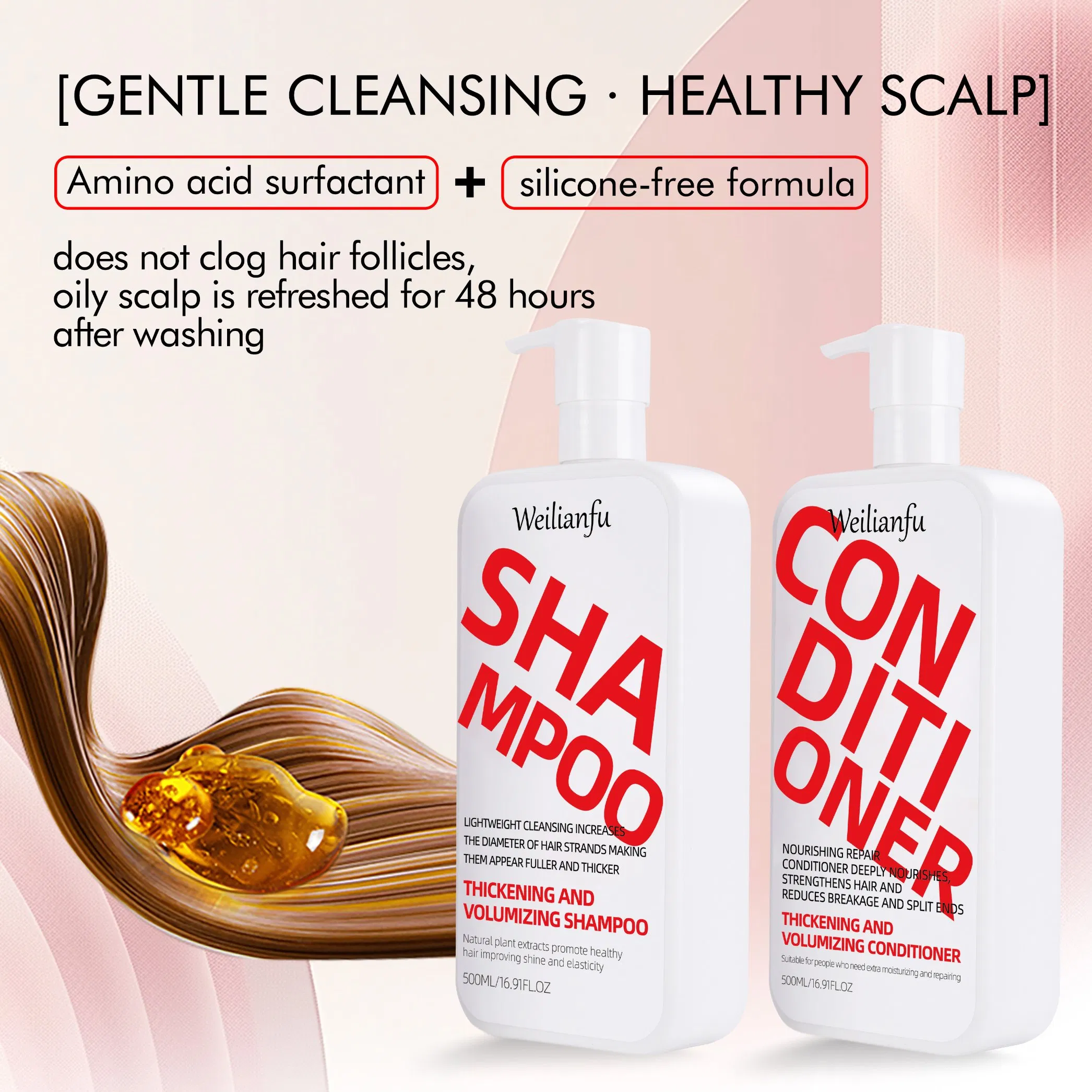 Thickening &amp; Volumizing Hair Care Shampoo and Conditioner Set Nourishing Formula for Fuller Thicker Hair