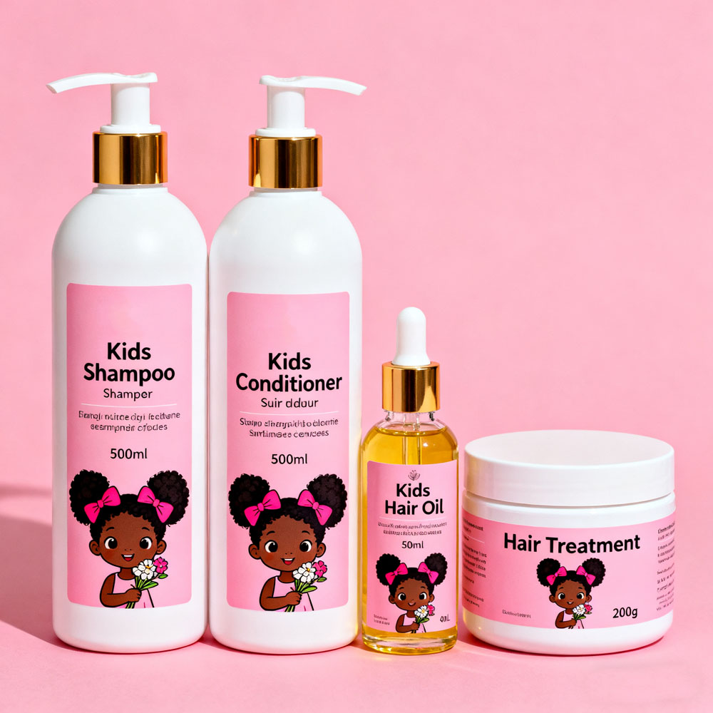 Kids Shine Curly Care Shampoo Conditioner Curl Defining Butter Cream Hair Growth Oil Tear-Free Formula