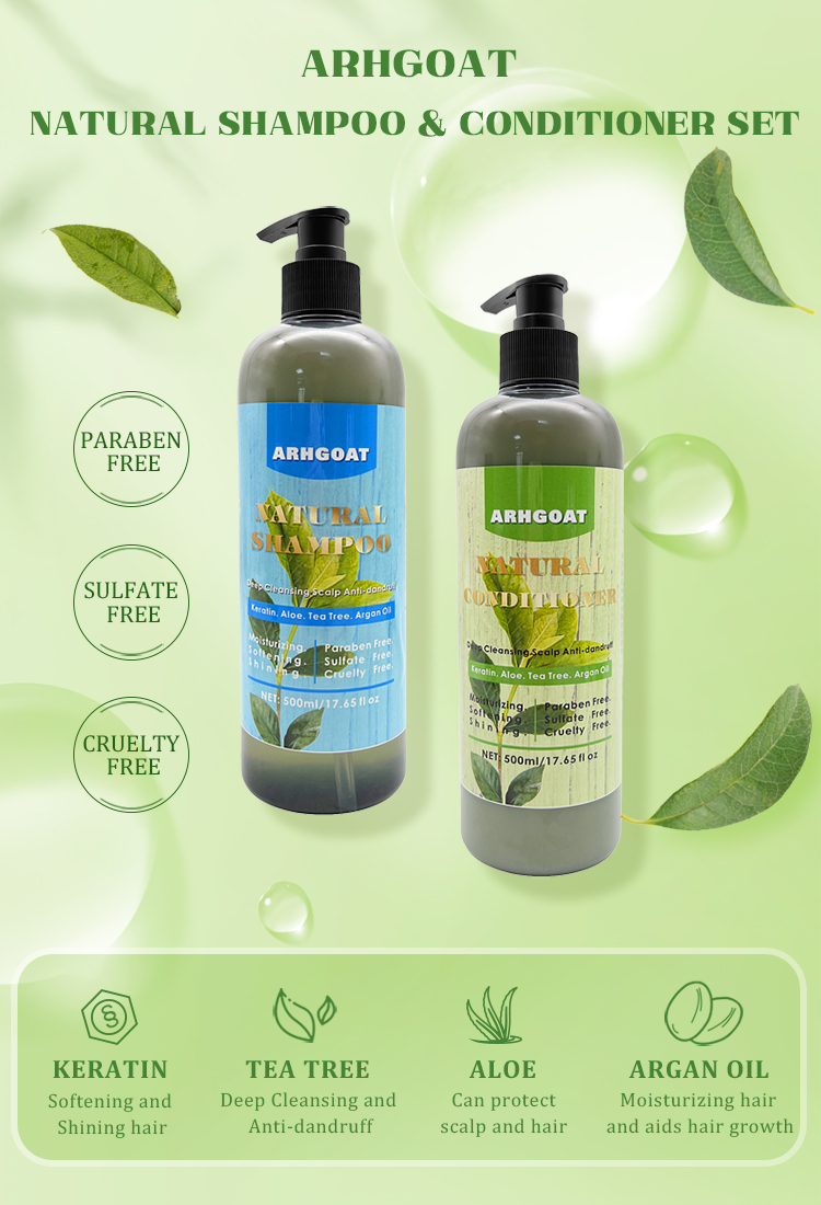 ARHGOAT Organic Natural Hair Care Product Nourishing Shampoo and Conditioner Set Private Label Tea Tree Hair Shampoo