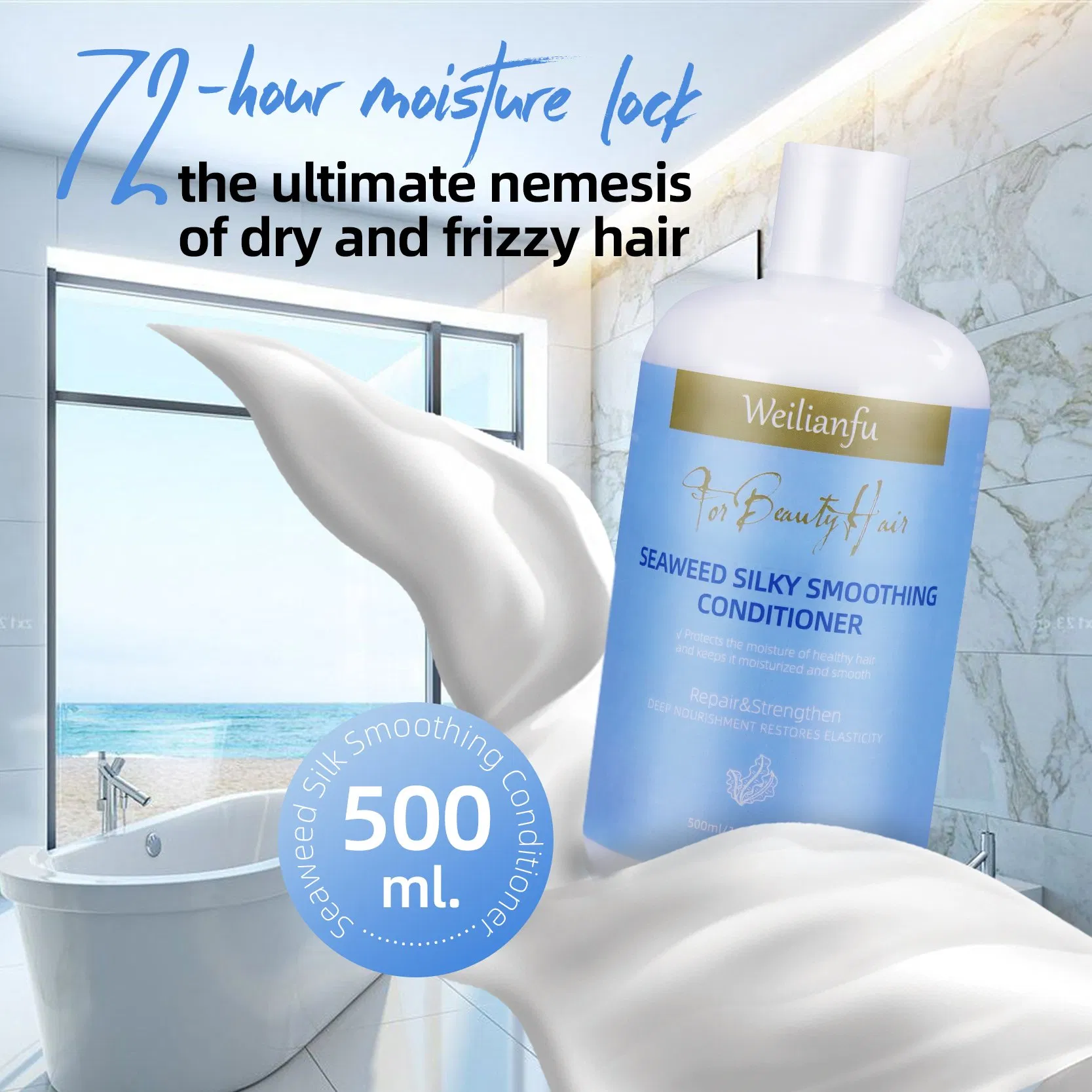 Natural Seaweed Extract Shampoo &amp; Conditioner Set - Sulfate-Free Hair Care for Hydration &amp; Repair