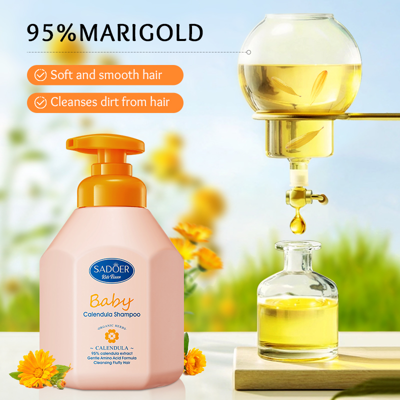 OEM SADOER Private Label Baby Calendula Amino Acid Fluffy Gently Shampoo Wholesale Nourishing Smoothing Hair Care Kid Shampoo