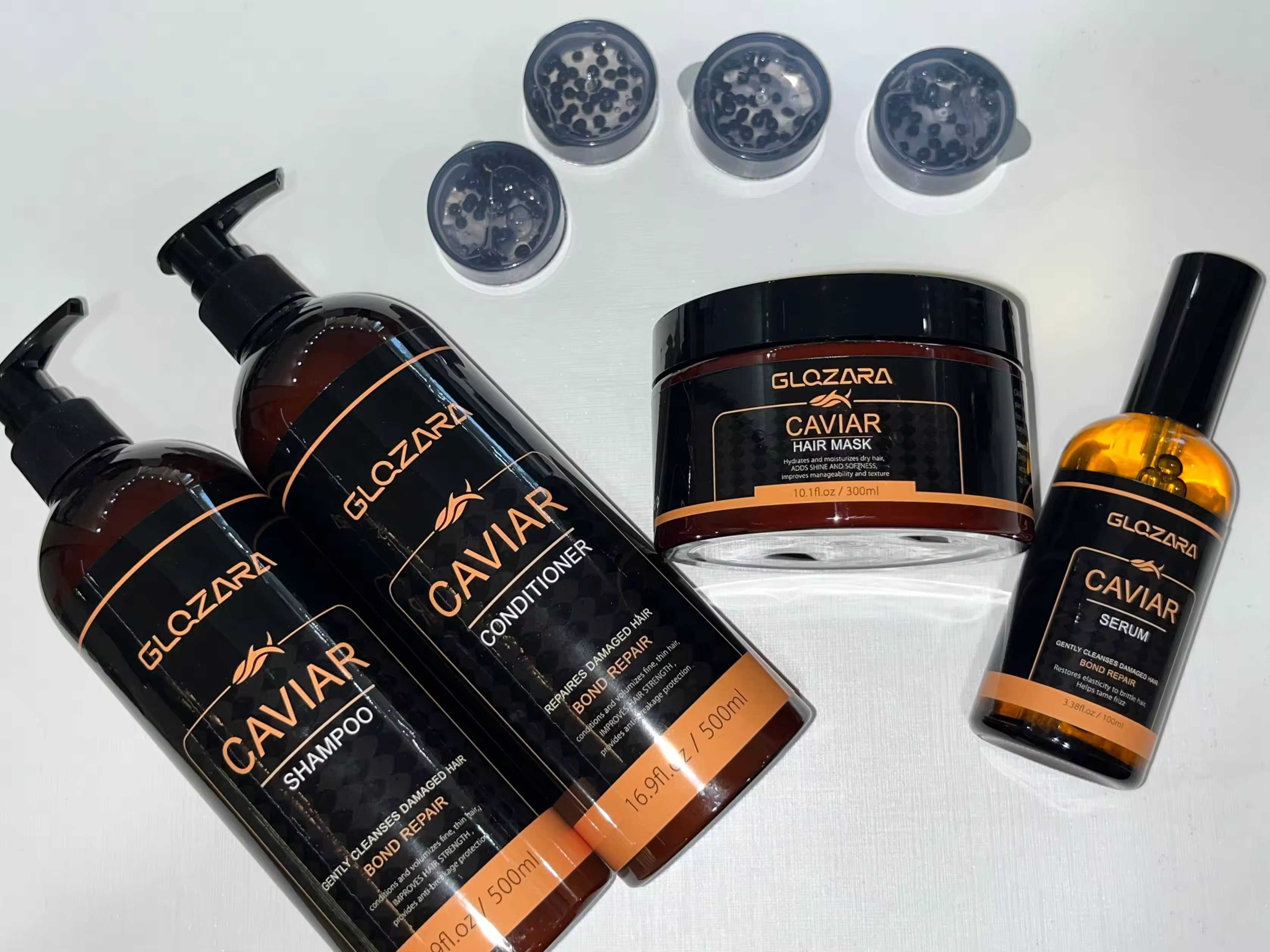 Custom Luxury Hair Care Set Vegan Organic Protein Caviar Hair Mask Hair Serum Shampoo And Conditioner Private Label