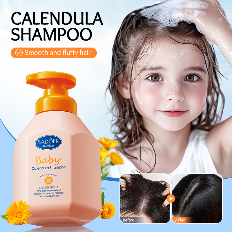 OEM SADOER Private Label Baby Calendula Amino Acid Fluffy Gently Shampoo Wholesale Nourishing Smoothing Hair Care Kid Shampoo