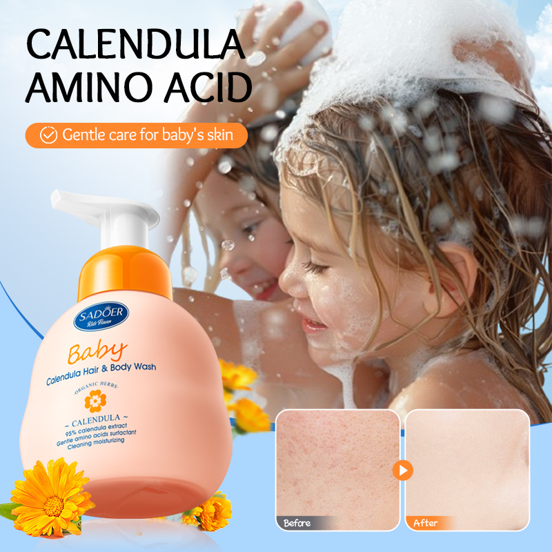 OEM SADOER Wholesale Natural Calendula Amino Acid 2 in 1 Kid Shampoo and Shower Gel Children Care Cleansing Nourishing Body Wash