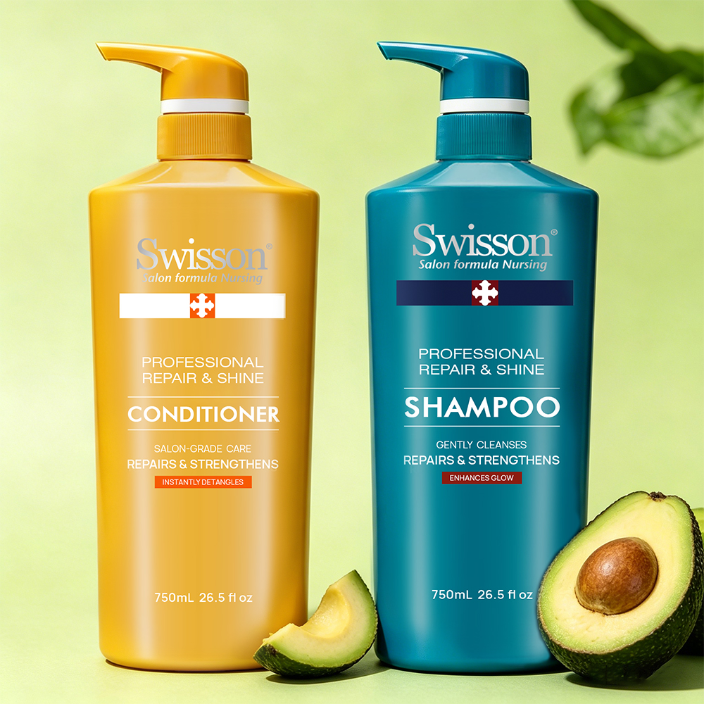 Professional Avocado Shampoo and Conditioner Set for Hair Repair Keratin Protein Treatment Nourishing Salon Hair Care Set