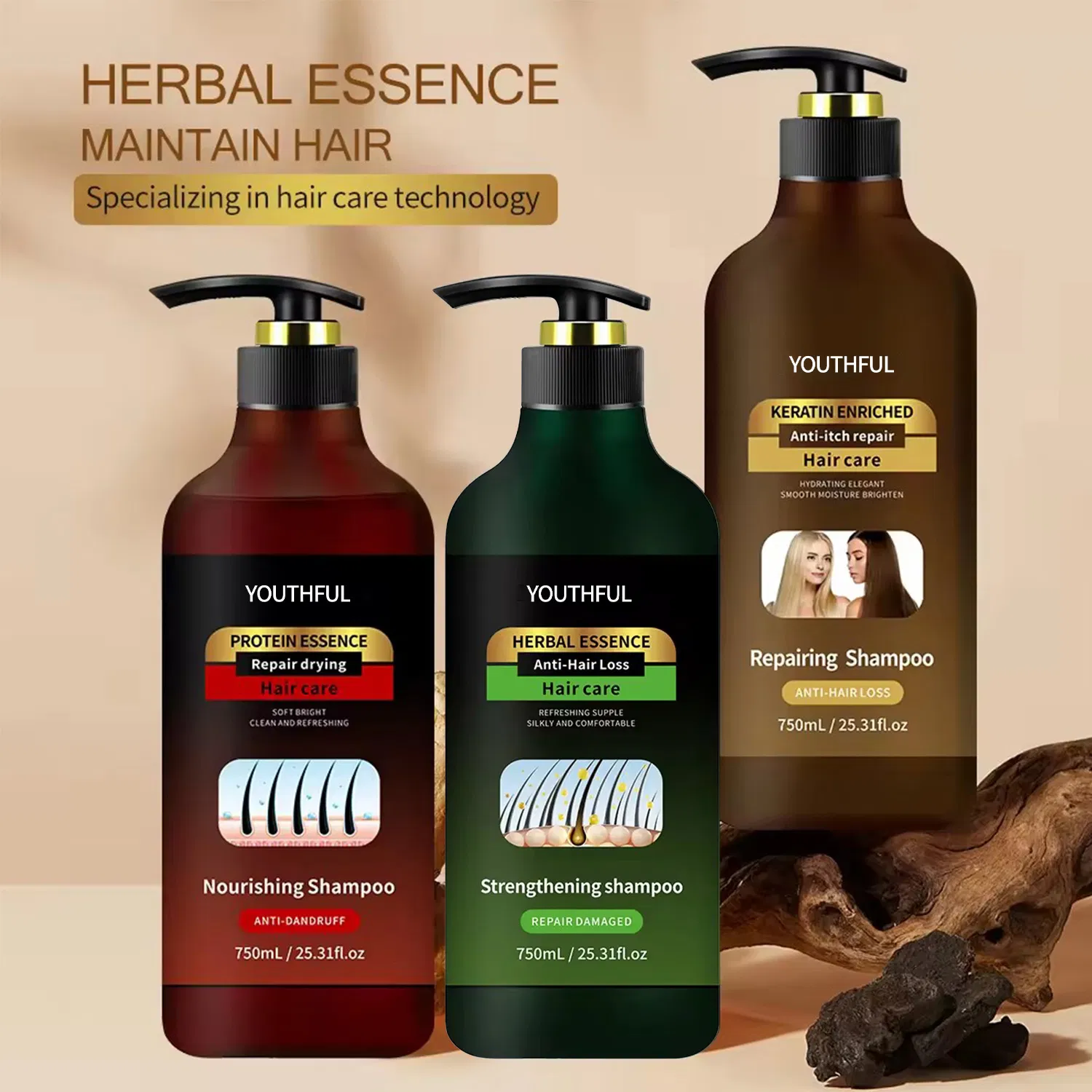 Sulfate Free for Strengthen Weak Hair Shampoo Remove Dandruff and Relieve Itching