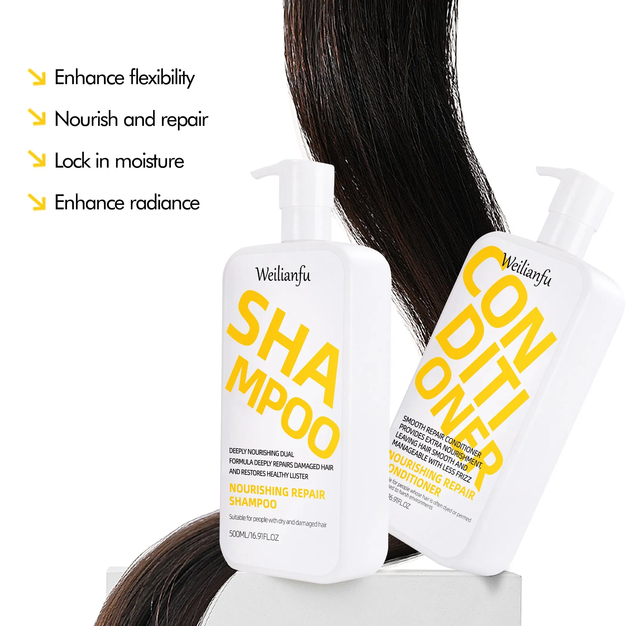 Private Brand Nourishing Repair Hair Shampoo and Conditioner Enhancing Shine &amp; Preventing Split Ends for Healthy Hair, Gorgeous Hair Care