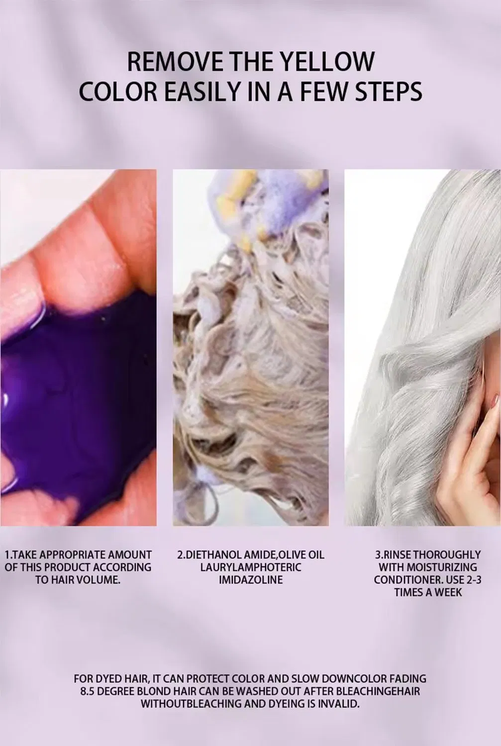 300ml Professional Silicone Free Sulfate Free Color-Protection No Yellow Color Purple Shampoo