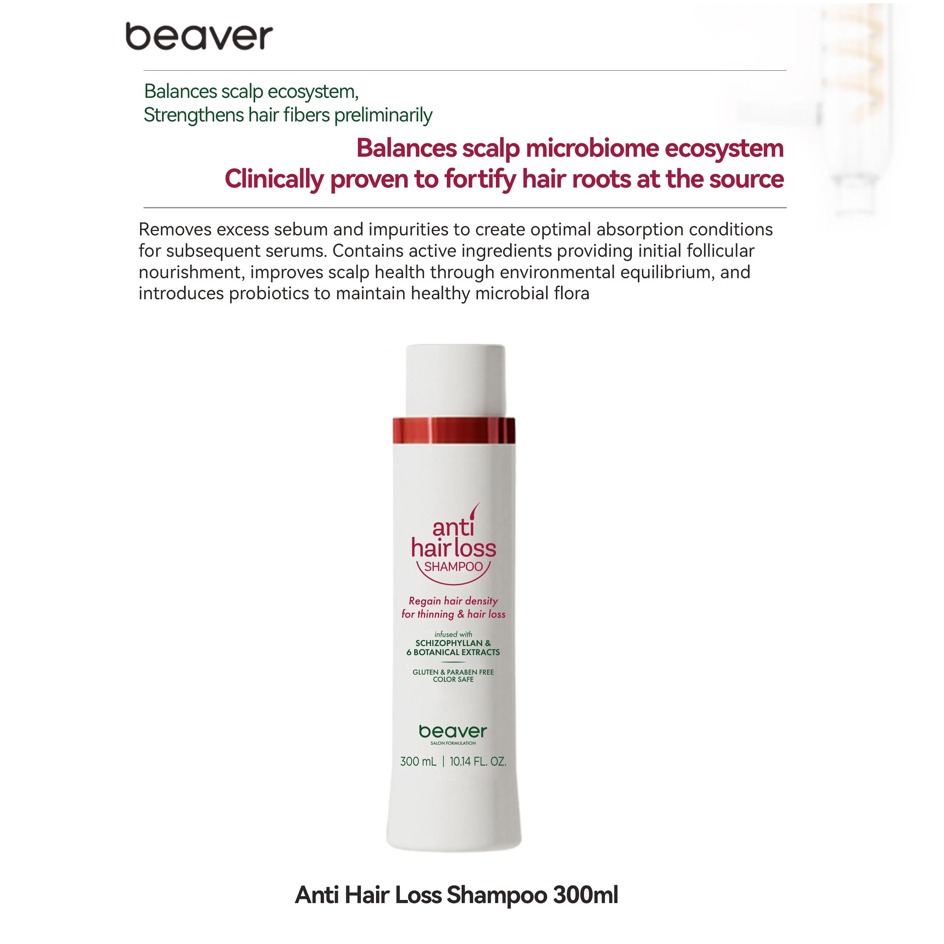 Beaver Natural Herbal Hair Care Growth Biotin Ginseng Anti Hair Loss Shampoo