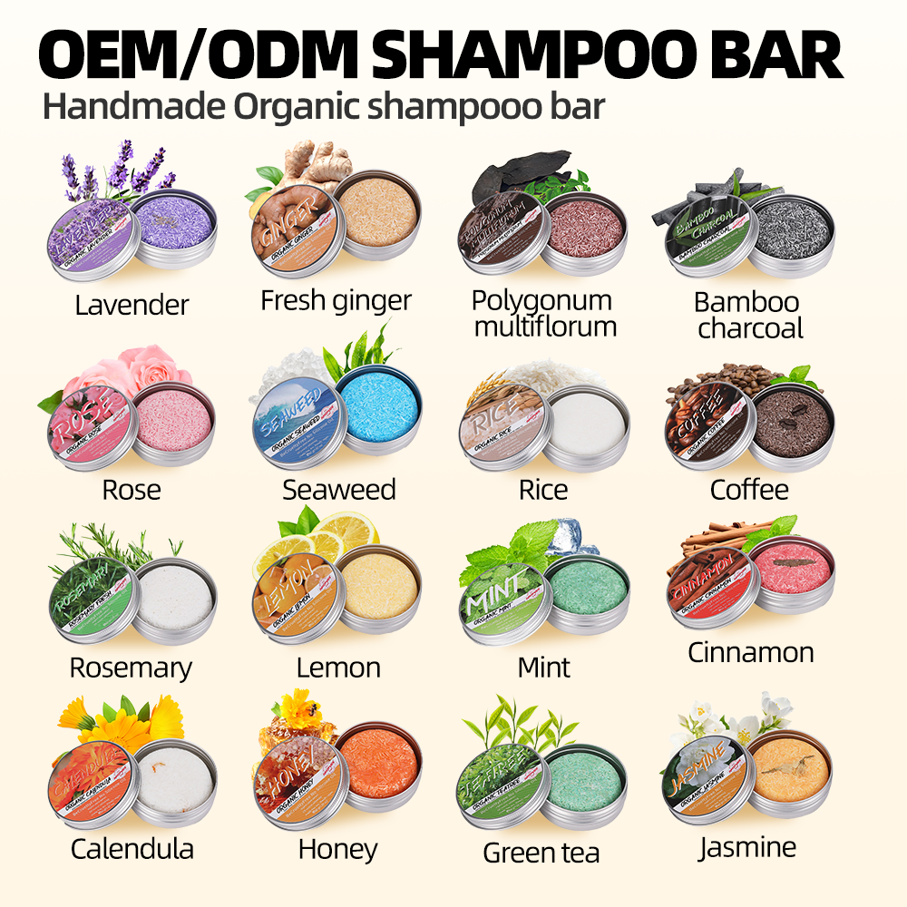 Essential Oil Shampoo Bar Organic Solid Anti-Dandruff Cruelty-Free Scalp Health Frizz Free Deep Cleansing Hydrating