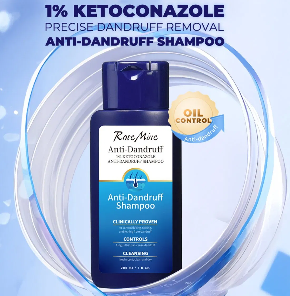 Online Wholesale and Retail Anti-Dandruff Shampoo with Fresh Scent for Men and Women Hair Anti Dandruff Oil Control Hydrating Shampoo with 1% Ketoconazole