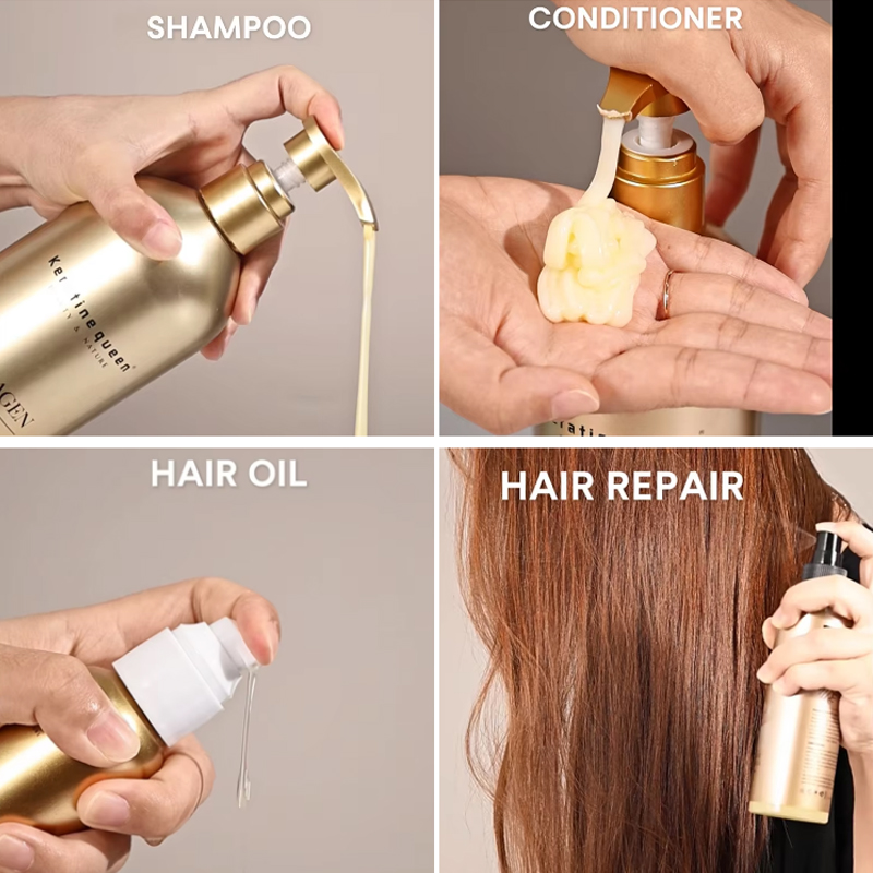 Wholesale OEM Organic Collagen Keratin Shampoo And Conditioner For Damaged Hair Private Label Collagen Shampoo Hair Care Set