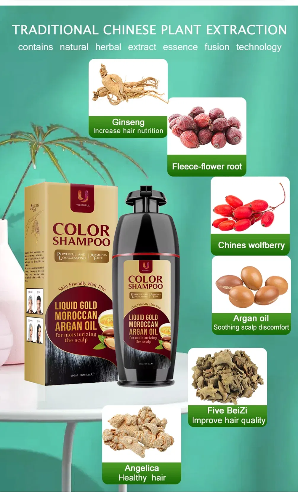 Dye Permanent Herbal Fast Black Hair Shampoo 3