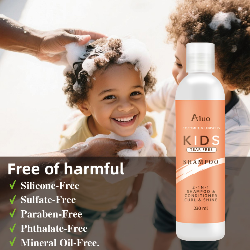 Private Label Kids Hair Care Organic Coconut Oil Moisturizing Gentle Deep Cleansing Repair Kids Hair Shampoo Conditioner 2 in 1