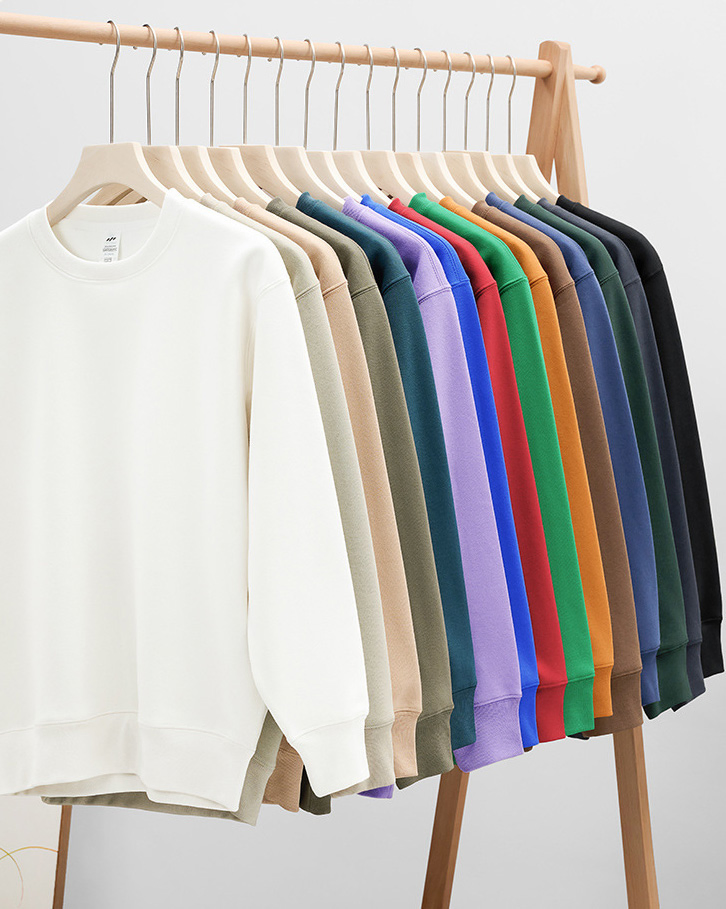 300-500GSM 100% Cotton Oversized Crewneck Sweatshirt Waffle Knit Vintage Blank Private Label Custom Logo Wholesale