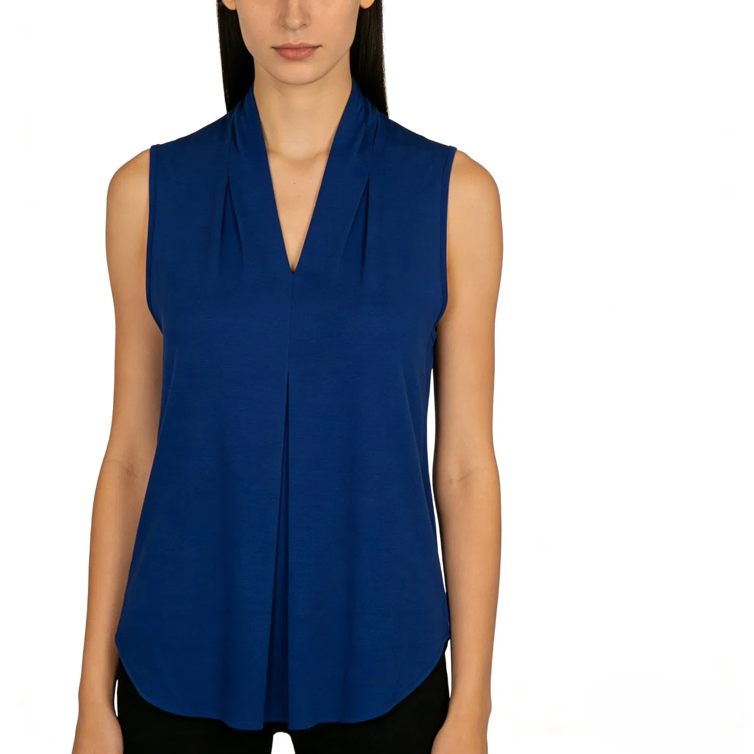 Soft Silky Viscose Modal Blend Drape Front V-Neck Sleeveless Top Womens Viscose V-Neck Drapping Tank Top