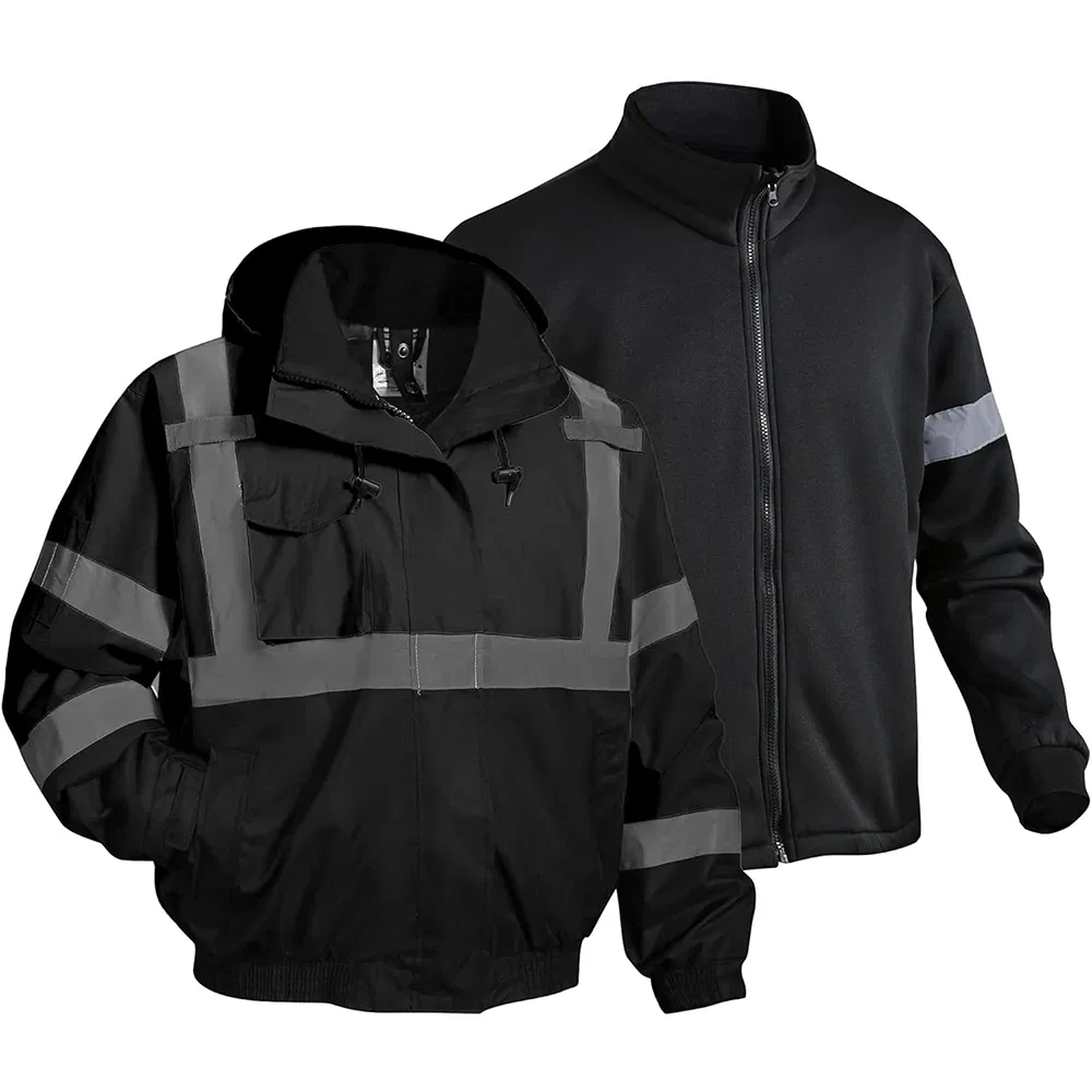 OEM Waterproof Windproof Reflective Safety Jacket 3-in-1 with Removable Fleece Liner Raincoat