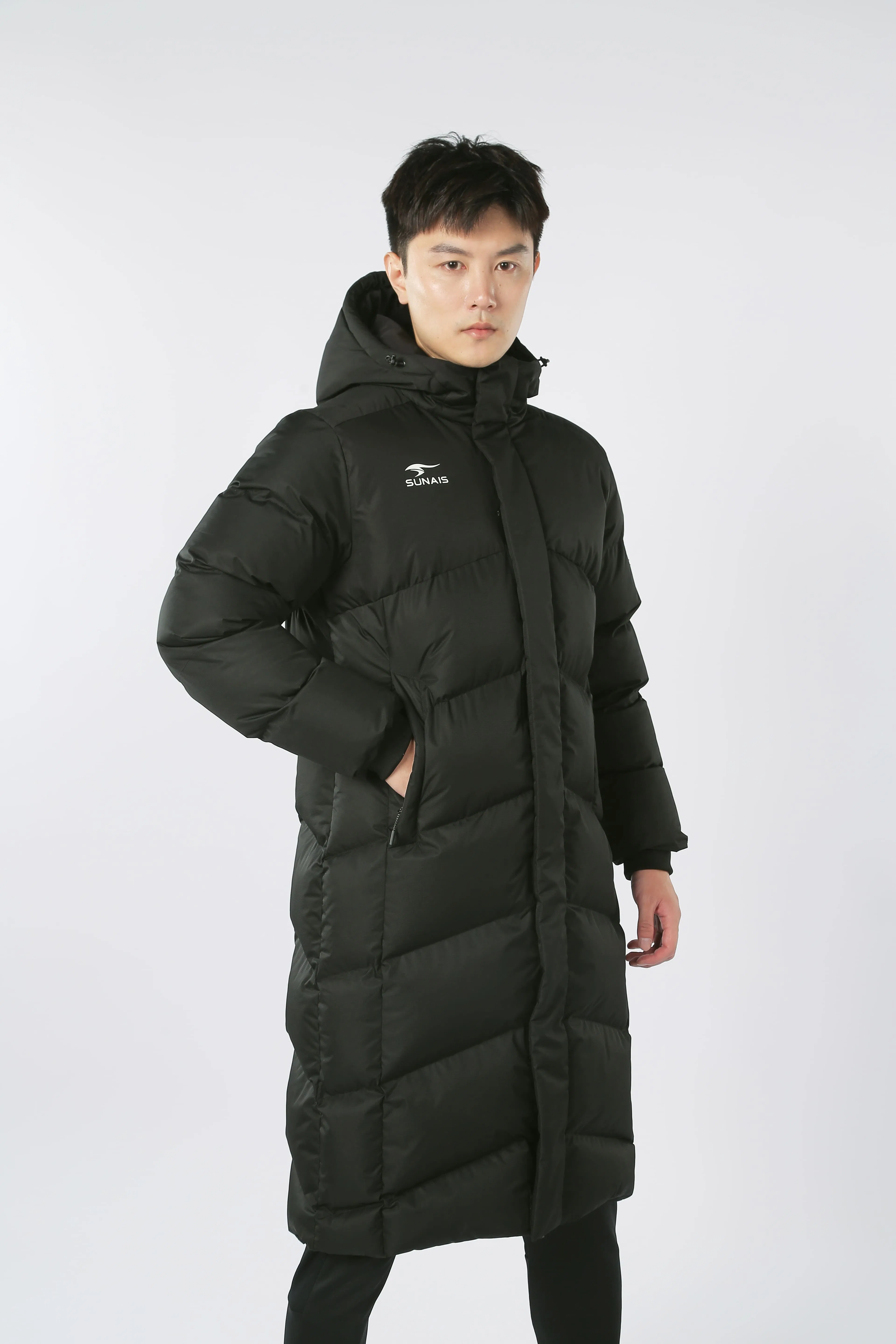 Men's Sports Long Sleeve Coat Outdoor Warm Soccer Jackets Zipper Extended Jacket