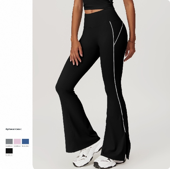 Casual Tight-Fitting Nude High-Waisted Yoga Leggings Running Fitness Wide Leg Flared Pants