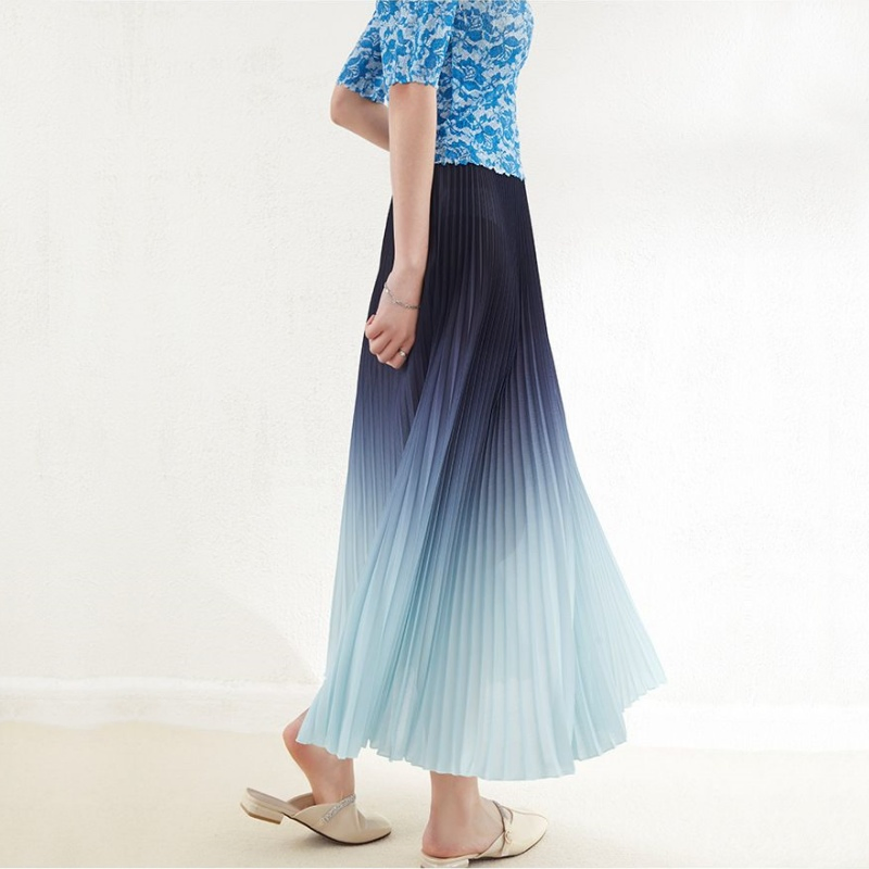Factory Customized Pleated High Waist Skirt Light Drape Gradient Pleated Skirt for Women Spring and Summer