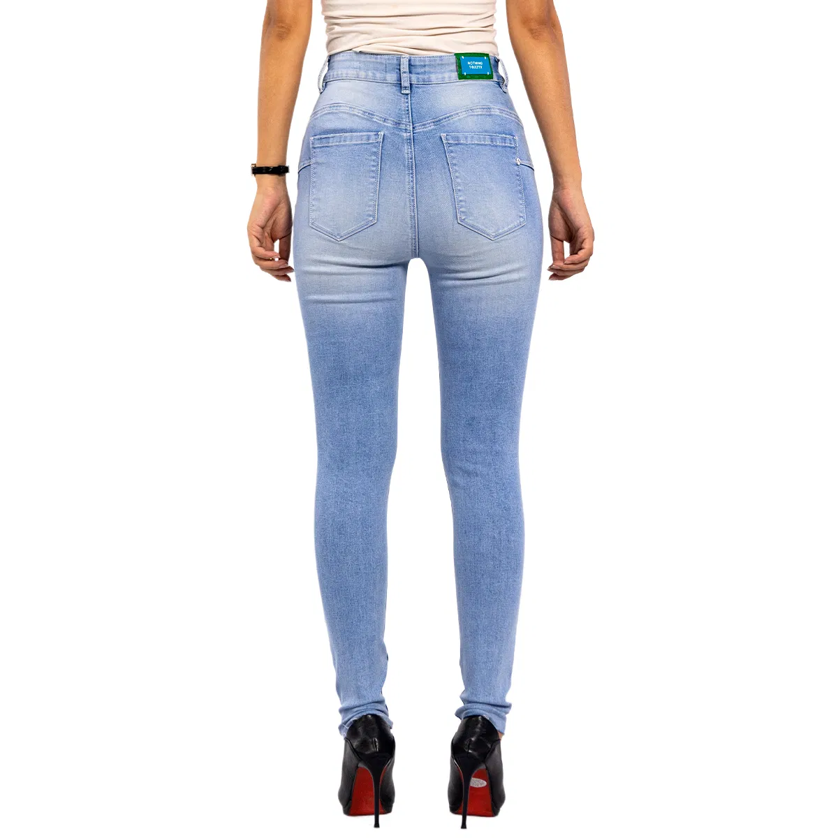 Fashion Casual Soft Denim Blue High Waist Skinny Jeans for Women