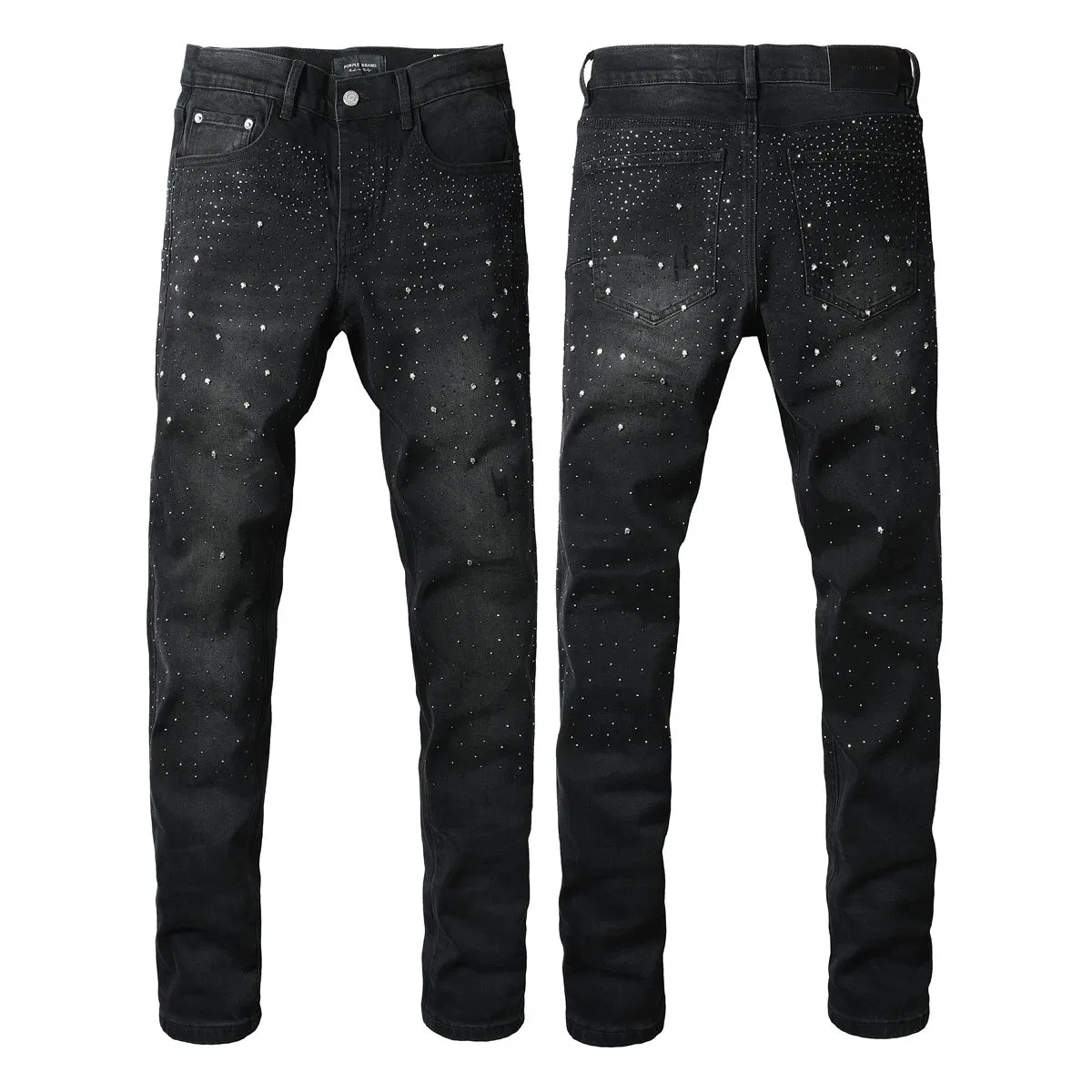 American Street Fashion Men's Jeans - European Style Version, Embroidered + Ripped + Graffiti Elements, Slim-Fit Skinny Casual Pants