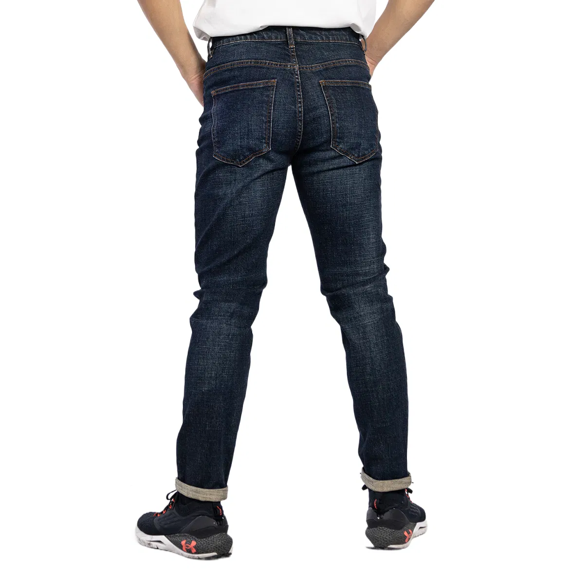 Custom Vintage Dark Blue Stone Washed Button Fly Men Denim Jeans