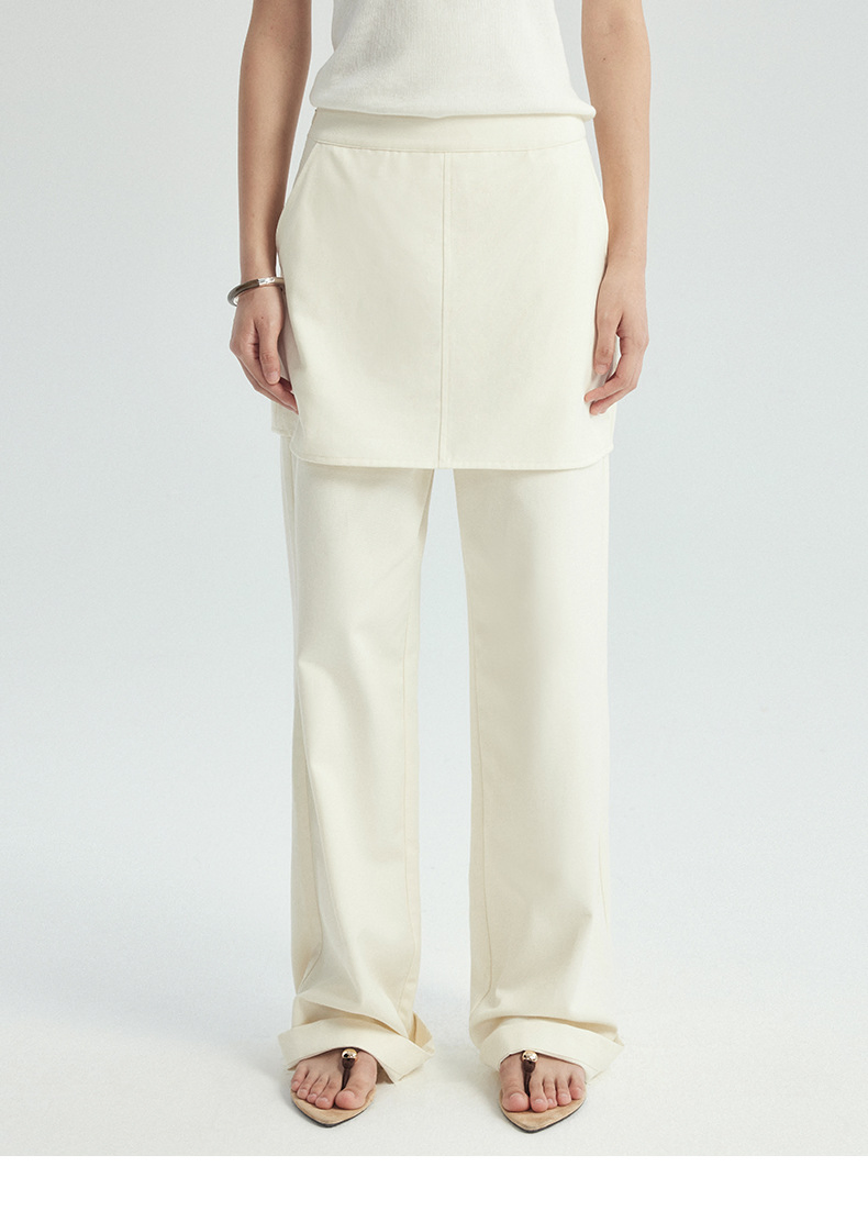 Korean Style Fake Two-Piece Skirt Pants Women's Long Straight Leg Pants