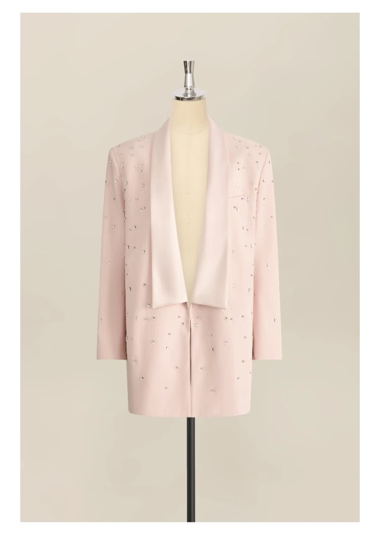 Luxury Manufacturer Shoulder Pad Ironing Beads Design Blazer for Woman Spring Summer Wear Women Suit Blazer Jacket