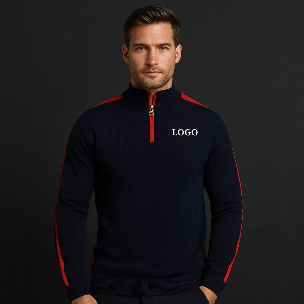 Custom High Quality Luxury Blank 1/4 Zip Collar Quarter Zip Pullover Knit Golf Men's Sweatshirt