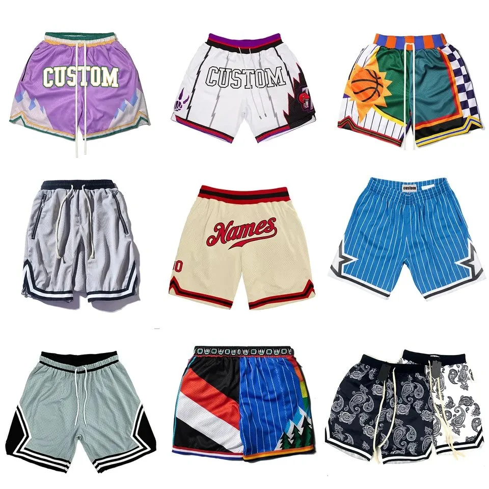 Wholesale Embroidery Polyester Sublimation Vintage Design Retro Stitch Sweat Pants Gym Short Men's Custom Basketball Mesh Shorts Wear Uniform