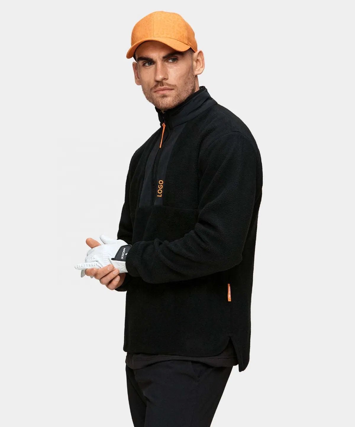 Custom Sport Quarter Half Chest Zipper Wool Black Pullover Performance Golf Sweatshirt Jumper for Men