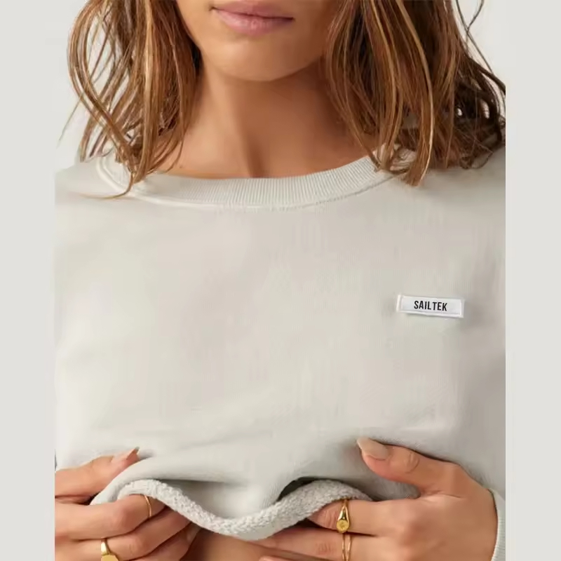 Custom Logo Organic Cotton Women Tops Crewneck Hoodies High Quality Cropped Sweatshirts