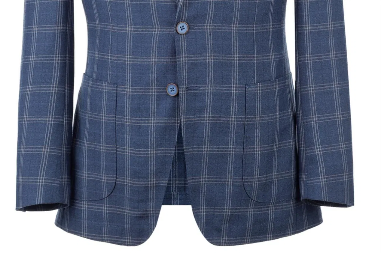 Luxury Men's Machine Washable Wool Blazer with Notch Lapel