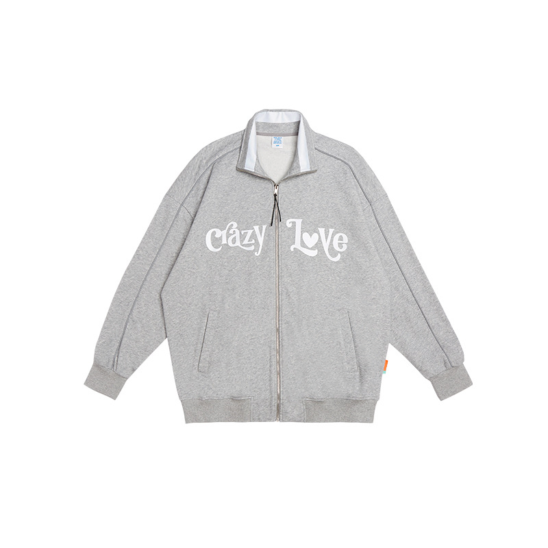 Custom Mens Mandarin Collar Jacket Sporty Streetwear Reflective Hoodie Sweatshirt