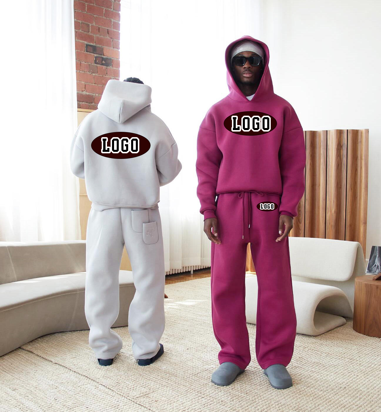 Customized Designer Tracksuit for Men Luxury Heavyweight 500GSM French Terry Cotton Jogger Sets Boxy Streetwear Unisex Oversized Blank Hoodies Sweatsuits