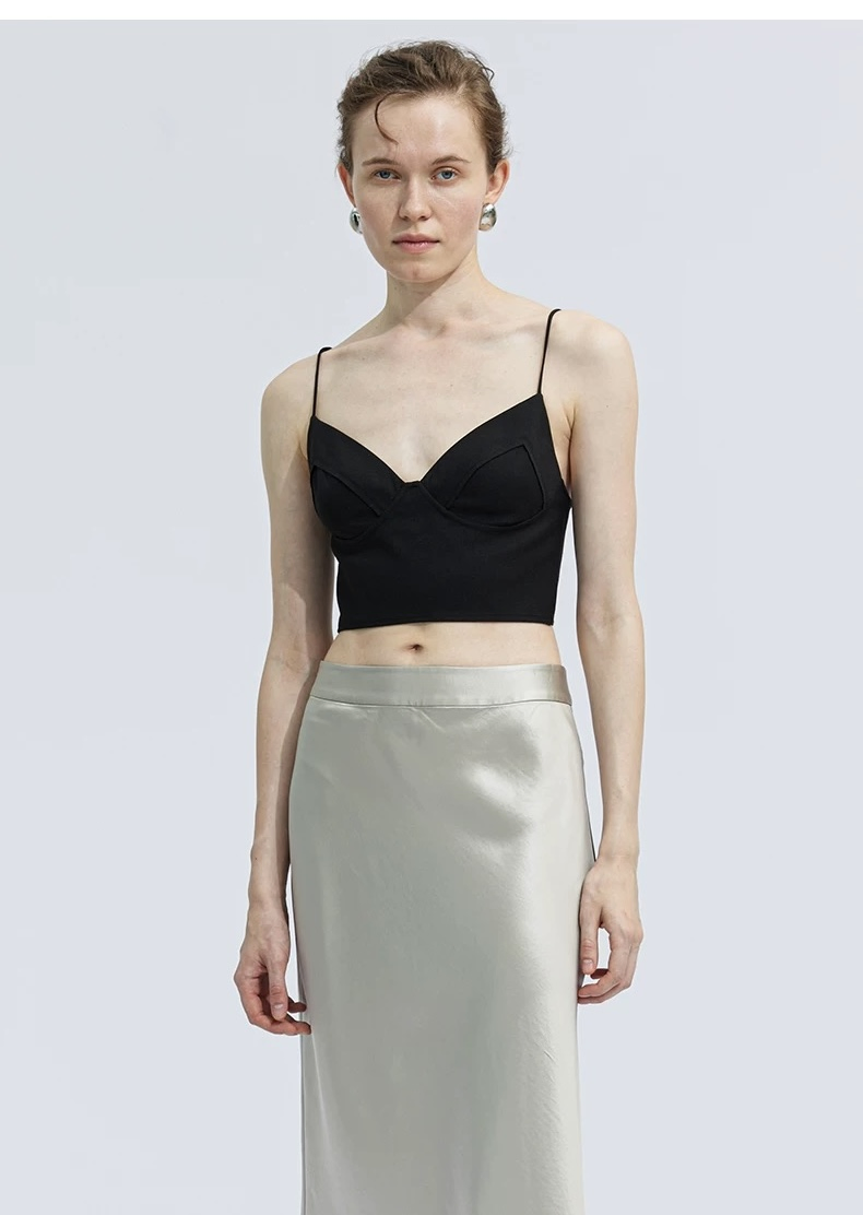 Wholesale Customized Women Tank Top with Long Skirt Sleeves Stripe Fabric Design Women Tank Top for Summer Spring Wear