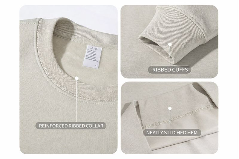 300-500GSM 100% Cotton Oversized Crewneck Sweatshirt Waffle Knit Vintage Blank Private Label Custom Logo Wholesale