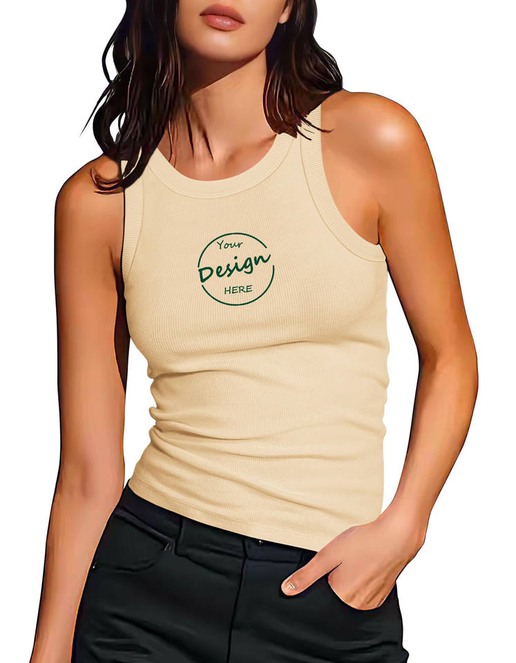 Custom Embroidery Ribbed Tank Top Gym Fitted Tank Tops