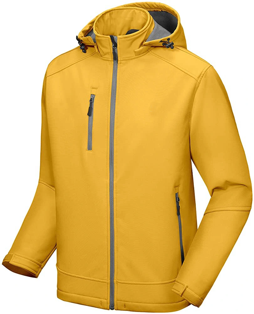 Men Waterproof / Windproof Softshell Winter Sport Outdoor Fashion Jacket with Detachable Hood Fleece Lined and Water Repellent BSCI