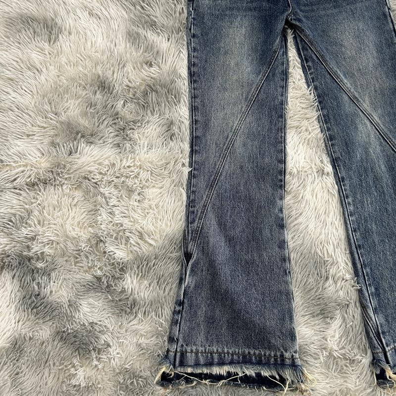 Tagzone Fashion Denim Streetwear Custom Waist Ripped Distressed Men Flared Jeans Pants