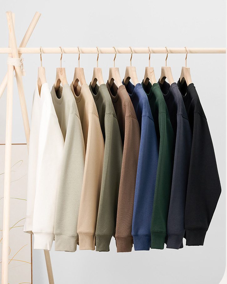 300-500GSM 100% Cotton Oversized Crewneck Sweatshirt Waffle Knit Vintage Blank Private Label Custom Logo Wholesale