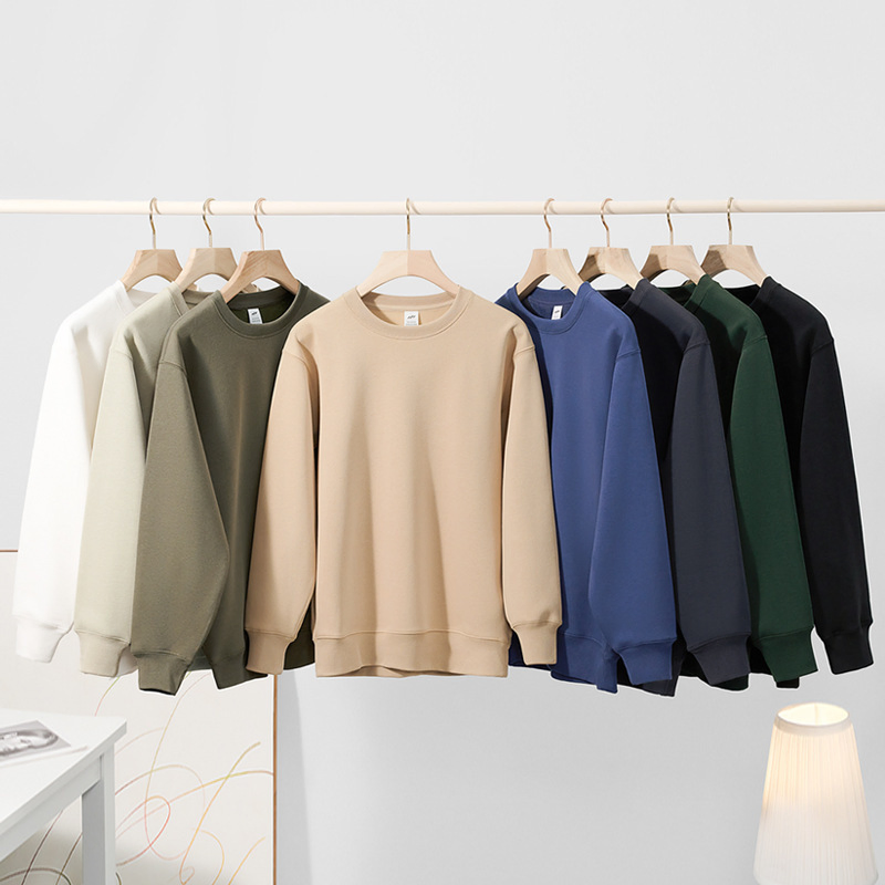 300-500GSM 100% Cotton Oversized Crewneck Sweatshirt Waffle Knit Vintage Blank Private Label Custom Logo Wholesale