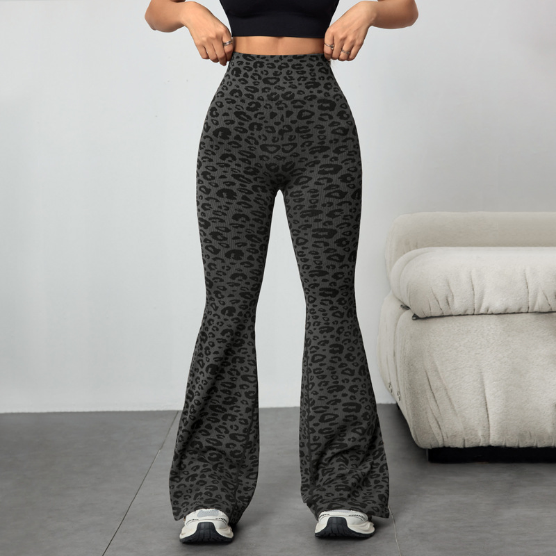 Gym Wear Leopard Print Flare Pants Women Push up Yoga Legging Fitness