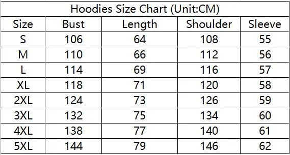 Hoodie Size Detail