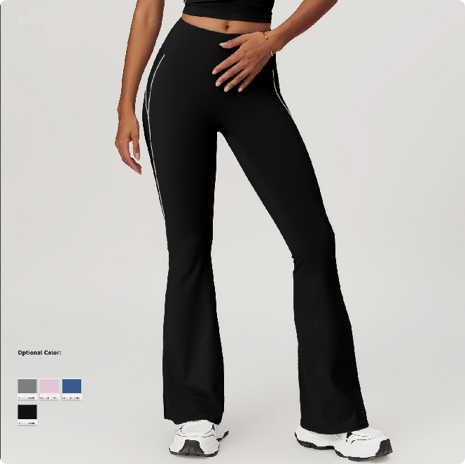 Casual Tight-Fitting Nude High-Waisted Yoga Leggings Running Fitness Wide Leg Flared Pants